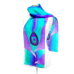 Load image into Gallery viewer, Silk clothing ladies scarf accessory hand painted purple green colors handmade by Lynne Kiel
