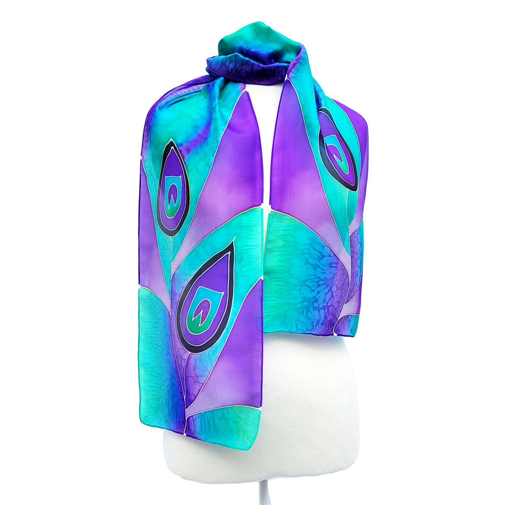 long silk scarf for women design scarf fashion hand painted silk by Lynne Kiel