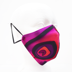 Load image into Gallery viewer, PEACOCK FEATHER  Fuchsia Purple FACEMASK Hand Painted Silk Smooth Fit
