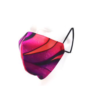 PEACOCK FEATHER  Fuchsia Purple FACEMASK Hand Painted Silk Smooth Fit