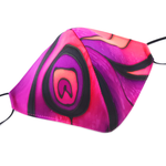 Load image into Gallery viewer, PEACOCK FEATHER  Fuchsia Purple FACEMASK Hand Painted Silk Smooth Fit
