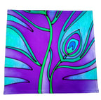 painted silk peacock feather pocket square men's fashion accessory handmade by Lynne Kiel