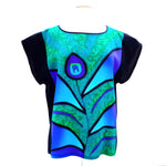 Load image into Gallery viewer, Painted silk ladies top green
