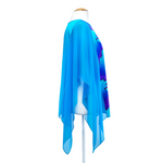 Load image into Gallery viewer, blue silk top hand painted dragonflies one size poncho top handmade by Lynne Kiel
