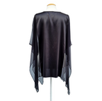 ladies hand painted silk clothing back view  one size poncho top handmade by Lynne Kiel