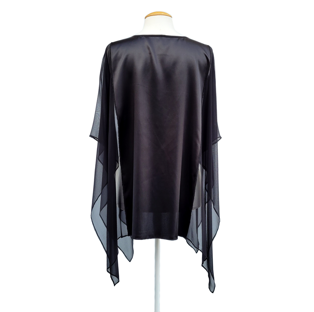 ladies hand painted silk clothing back view  one size poncho top handmade by Lynne Kiel