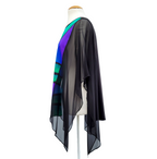 silk clothing ladies fachion one size poncho top hand painted silk green peacock feather art design handmade by Lynne Kiel