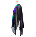 Load image into Gallery viewer, silk clothing ladies fachion one size poncho top hand painted silk green peacock feather art design handmade by Lynne Kiel
