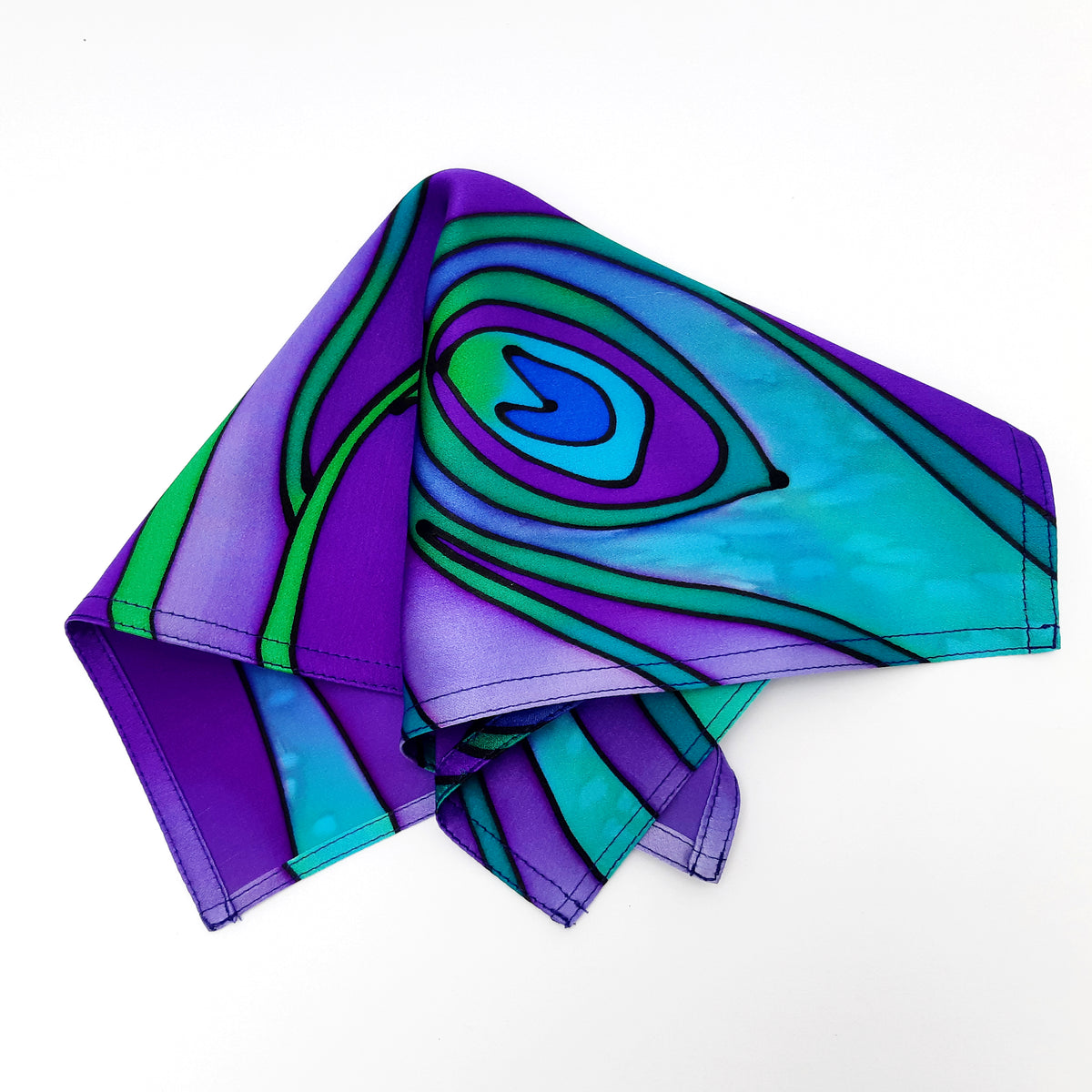 Men's fashion accessory pure silk pocket square hand painted by Lynne kiel