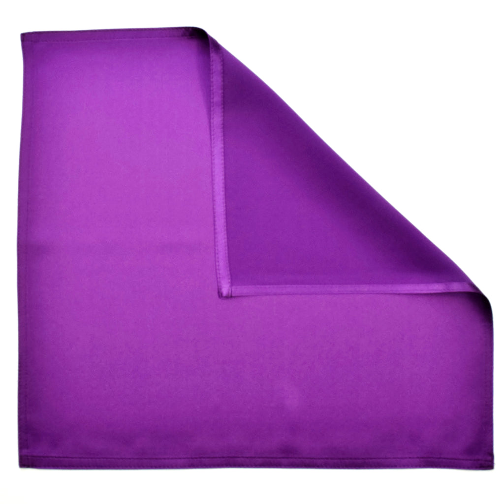 Pure silk purple satin pocket square for men's fashion handmade by Lynne Kiel