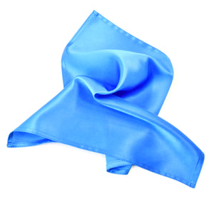 royal blue satin silk pocket square men's fashion handmade by Lynne Kiel