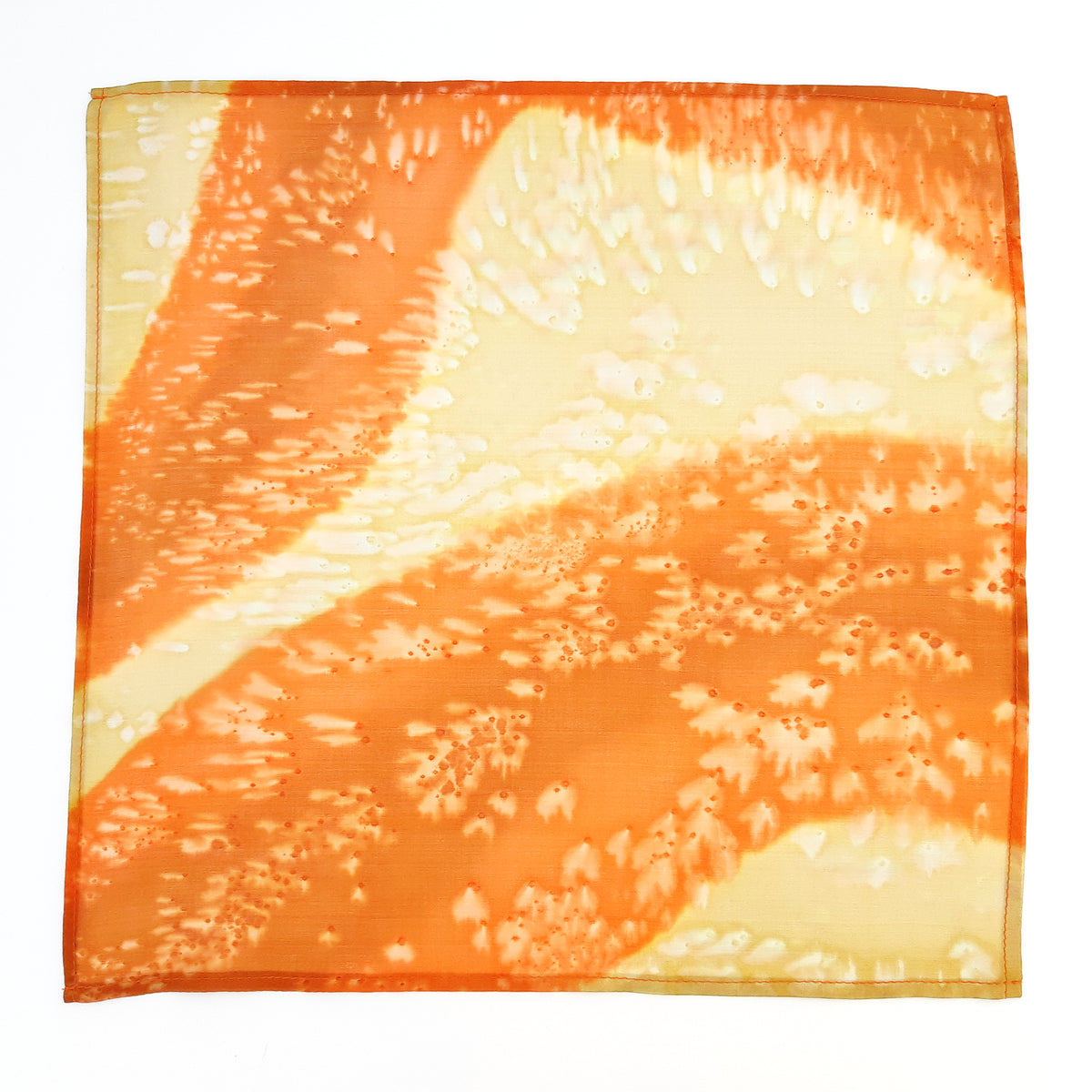 hand painted beige and rust silk pocket square scarf men's fashion accessory handmade in Canada by Lynne Kiel 