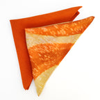 pocket square orange painted silk set men's fashion accessories handmade by Lynne Kiel