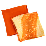 Load image into Gallery viewer, Orange silk pocket square painted silk men&#39;s fashion made by Lynne Kiel
