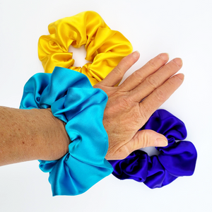 pure silk scrunchies for hair handmade by Lynne Kiel