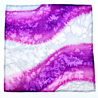 Pink silver painted silk pocket square men's fashion accessory handmade by Lynne Kiel