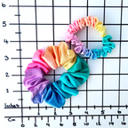 small size hair scrunchies in pure silk pin yellow handmade by Lynne Kiel