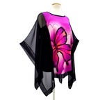 hand painted Pink butterfly ladies top hand made by Lynne Kiel