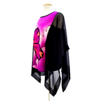 silk clothing ones size women's poncho top pink butterfly hand painted silk made by Lynne Kiel