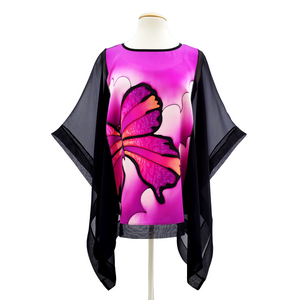 silk clothing for women hand painted poncho top made by Lynne Kiel