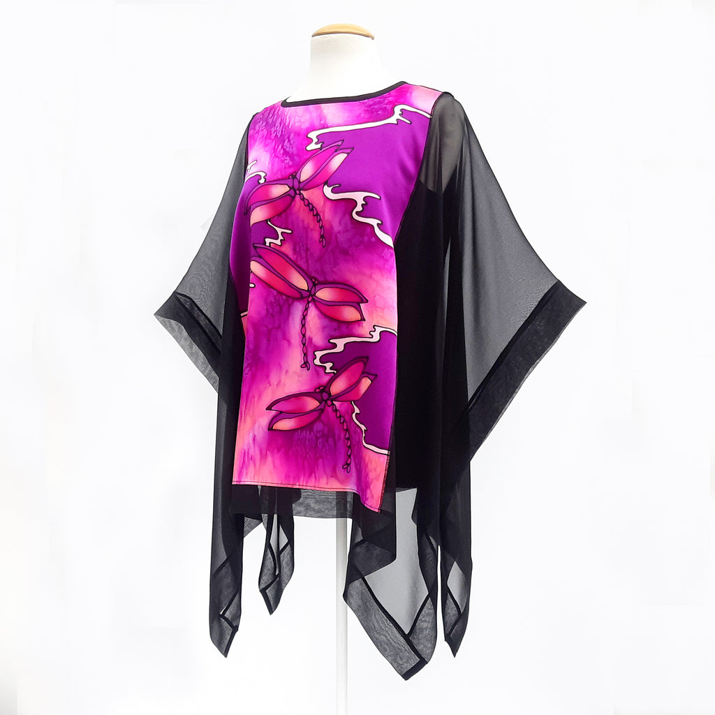 pink silk top one size clothing painted silk made by Lynne Kiel