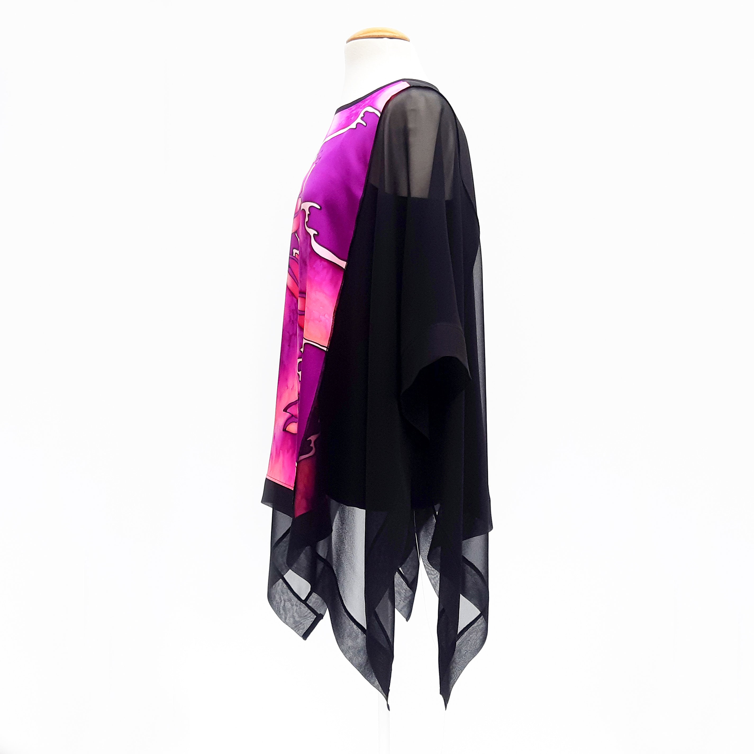 poncho top one size painted silk design clothing by Lynne Kiel