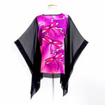 Load image into Gallery viewer, painted silk pink dragonfly design top one size silk clothing handmade by Lynne Kiel
