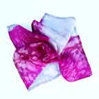 Men's fashion accessory pocket square hand painted pink silver colors by Lynne Kiel