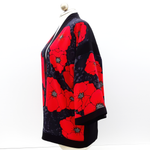 Load image into Gallery viewer, Silk kimono jacket Red poppy design art handmade in Canada by Lynne Kiel
