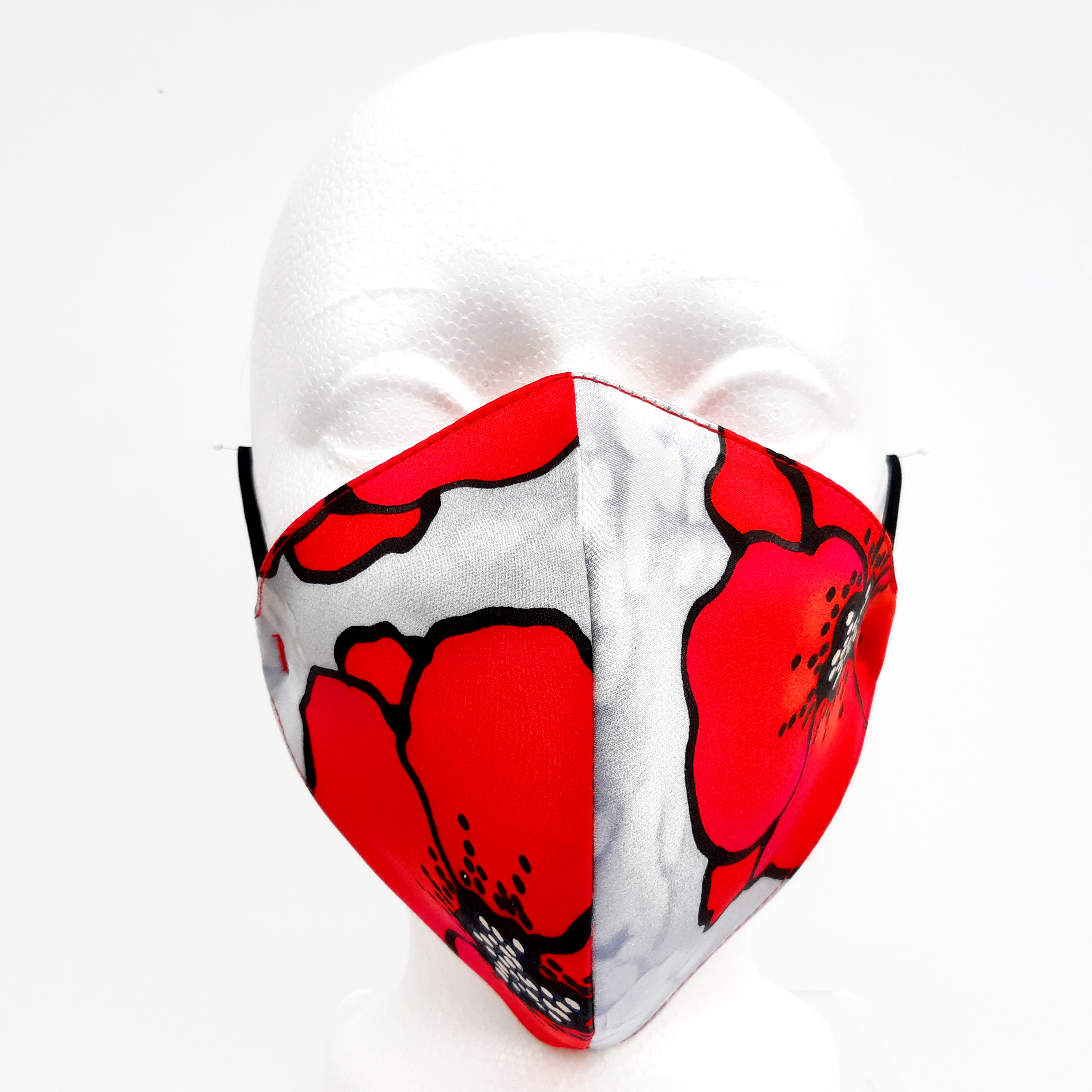 fitted facemask hand painted poppies made in Canada
