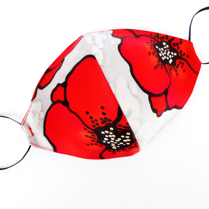 hand painted red poppy double layer facemask