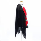 one size ladies long top black silk red poppy art handmade by Lynne Kiel
