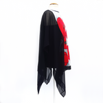Load image into Gallery viewer, one size ladies long top black silk red poppy art handmade by Lynne Kiel

