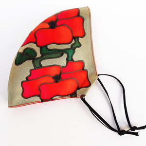 red poppy design silk face mask made in Canada