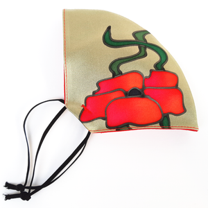 fitted double layer face mask poppy design