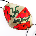 Load image into Gallery viewer, hand painted poppies  fitted silk facemask washable 
