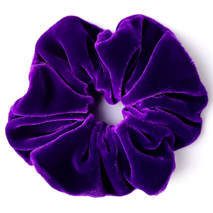 purple silk velvet scrunchie hair tie handmade in Canada by Lynne Kiel