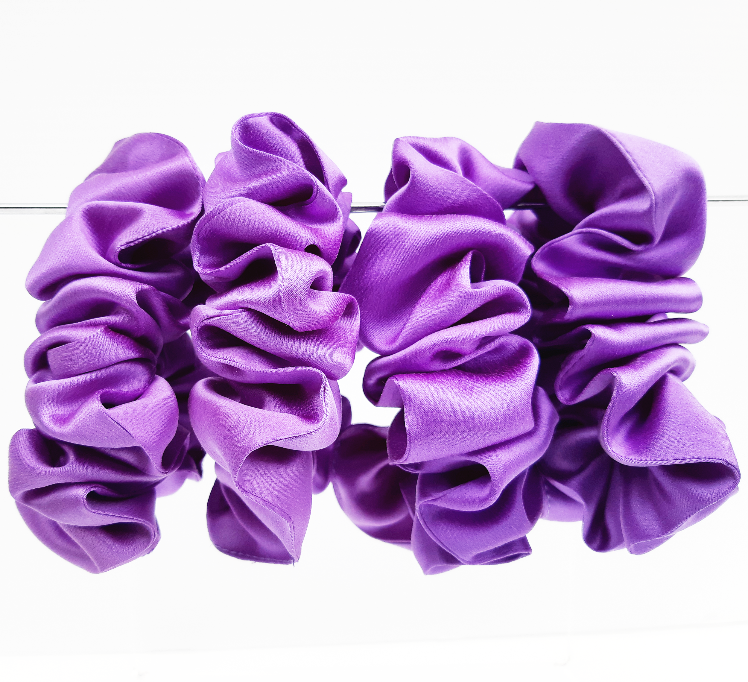 violet purple silk satin hair tie scrunchies elastic tie for hair