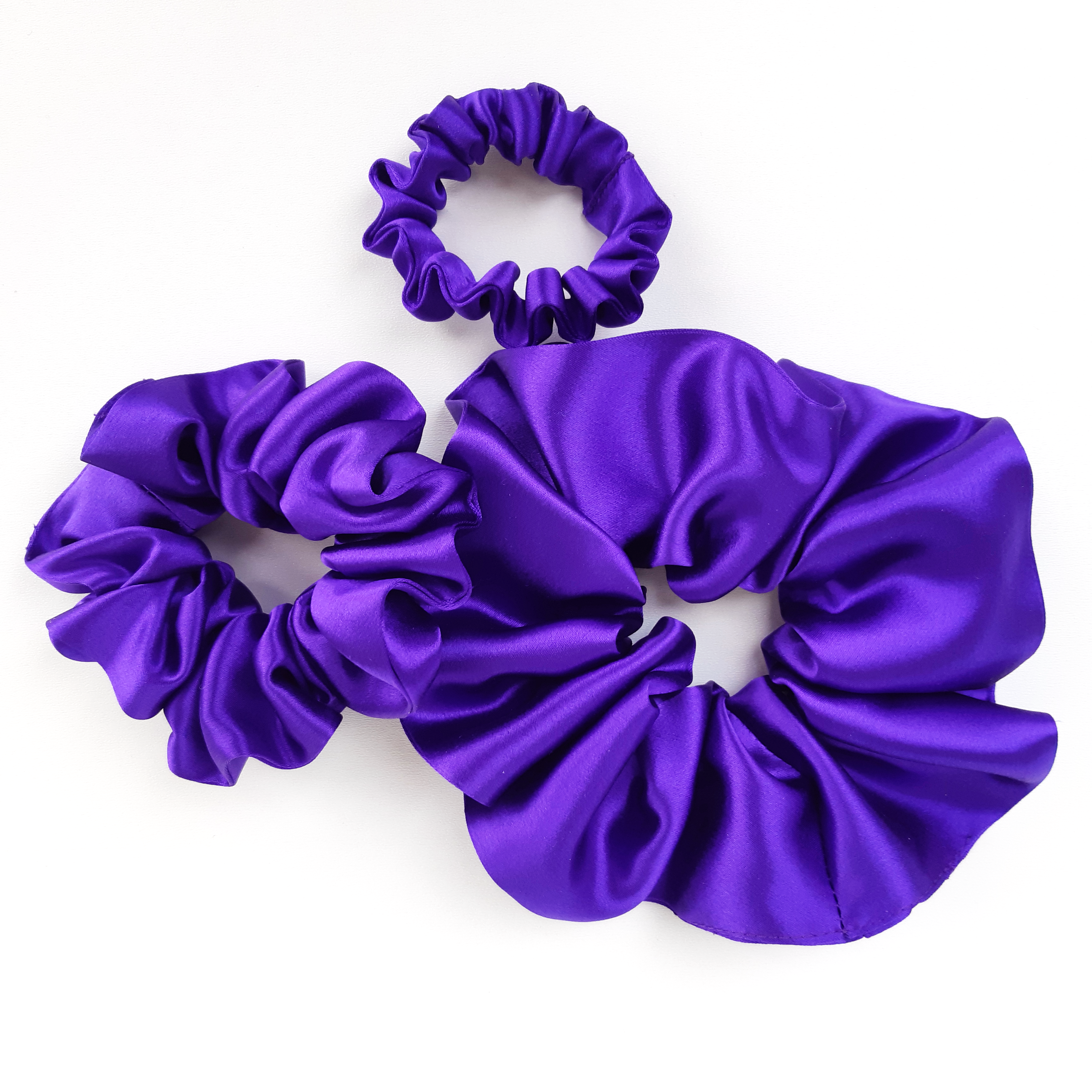 jumbo and skinny purple silk scrunchies hair elastic hair accessories for hair