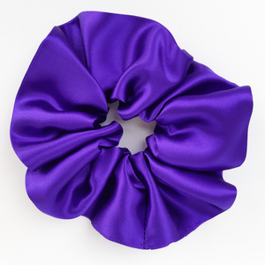 Purple big hair jumbo scrunchies in pure silk 