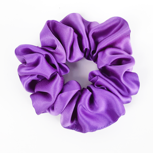 Purple large silk satin scrunchie hair accessory made in Canada