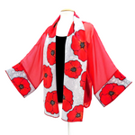 Load image into Gallery viewer, shawl collar women&#39;s one size kimono top hand painted pure silk made by Lynne Kiel
