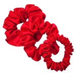 Load image into Gallery viewer, pure silk red scrunchie hair accessory handmade by Lynne Kiel
