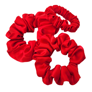 Red Silk scrunchie hair ties handmade in Canada by Lynne Kiel