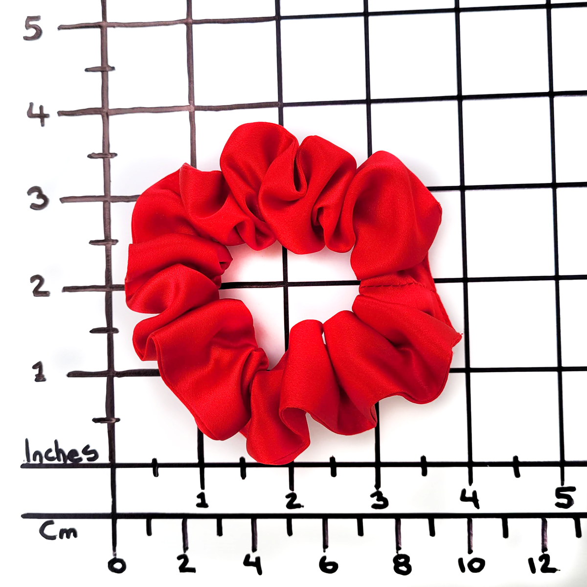 small size scrunchie red pure silk handmade by Lynne Kiel