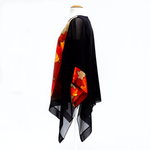 Load image into Gallery viewer, maple leaf hand painted silk caftan top black gold beige red color made in Canada
