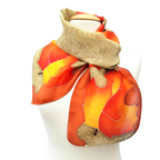 silk scarf hand painted golden autumn maple leaves made in Canada by Lynne Kiel