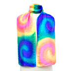 silk clothing hand painted long scarf pink orange blue green purple rainbow colors handmade by Lynne Kiel