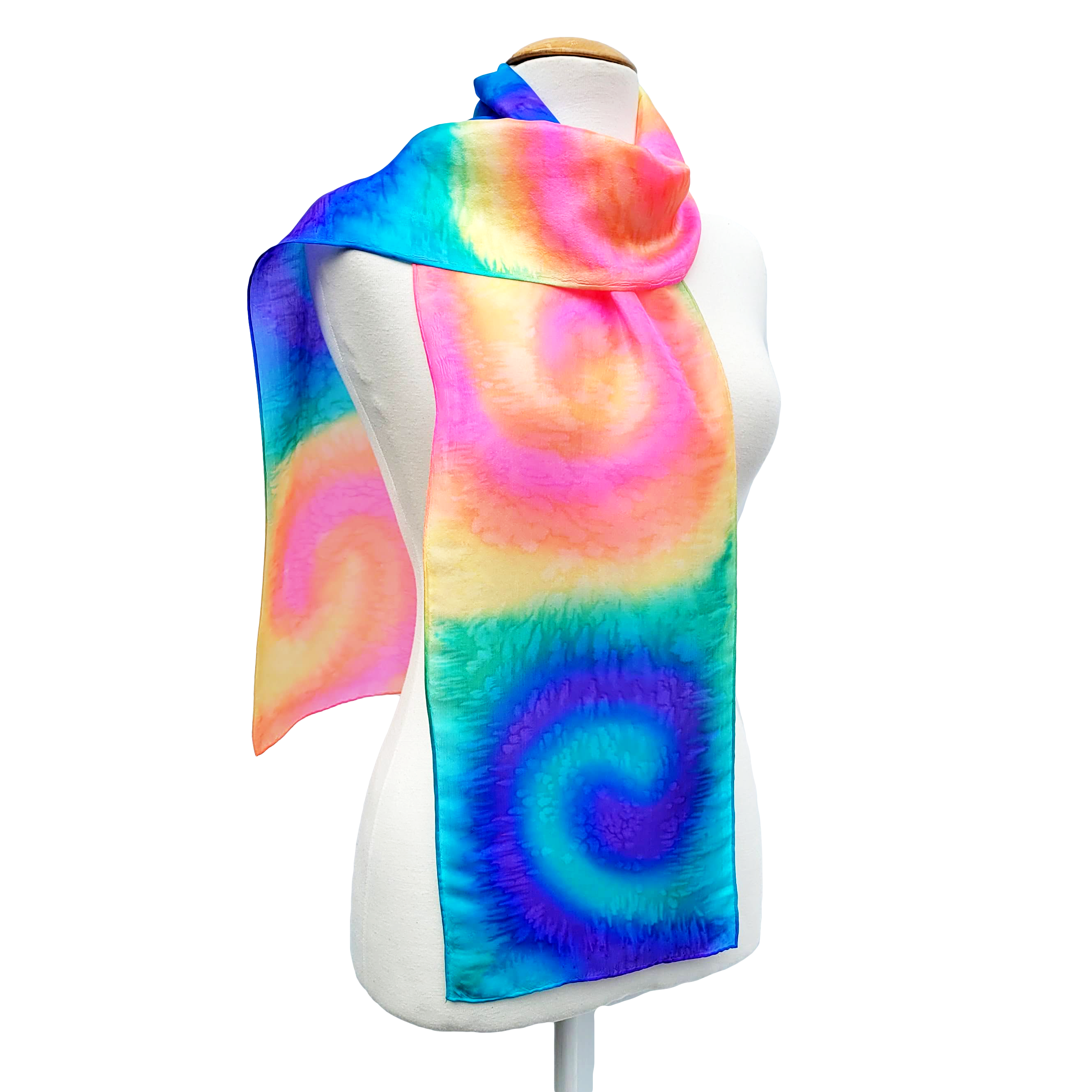 gay pride silk scarf hand painted  rainbow colors handmade in Canada by Lynne Kiel