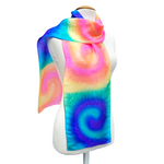 Load image into Gallery viewer, gay pride silk scarf hand painted  rainbow colors handmade in Canada by Lynne Kiel
